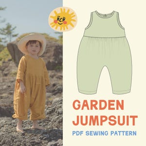 Red Creek Kids | Garden Jumpsuit | Sleeveless Gathered Jumpsuit | Bubble Style | PDF Sewing Pattern | 3 mos - 10 YR | Adventurous Beginner