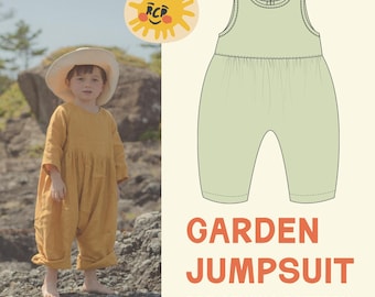 Red Creek Kids | Garden Jumpsuit | Sleeveless Gathered Jumpsuit | Bubble Style | PDF Sewing Pattern | 3 mos - 10 YR | Adventurous Beginner