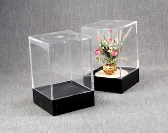 Acrylic Showcase box for display, 2 1/2" tall x 1 5/8" wide on four sides.