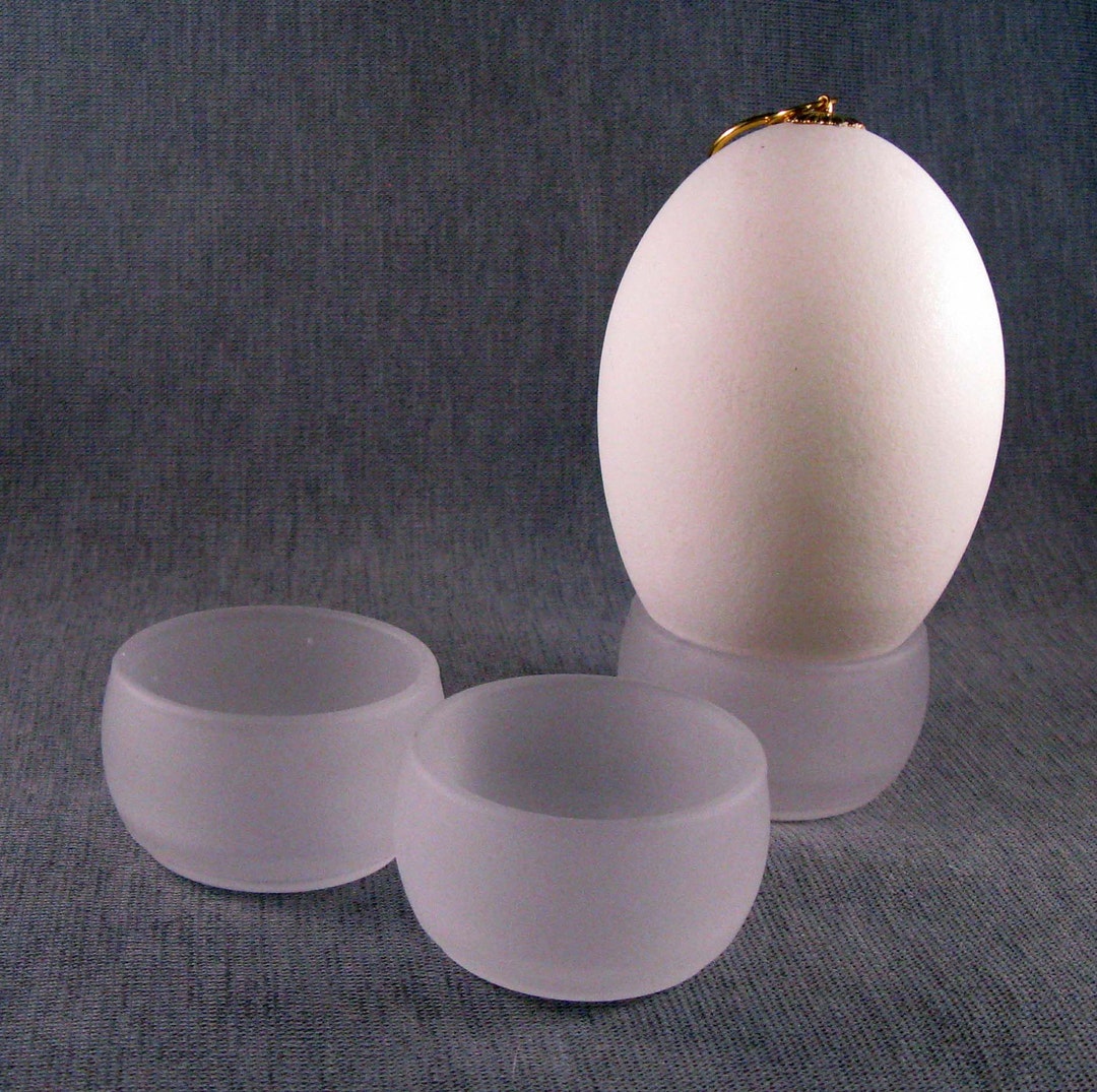 Clear Frosted Glass Bowl Egg Stand Etsy