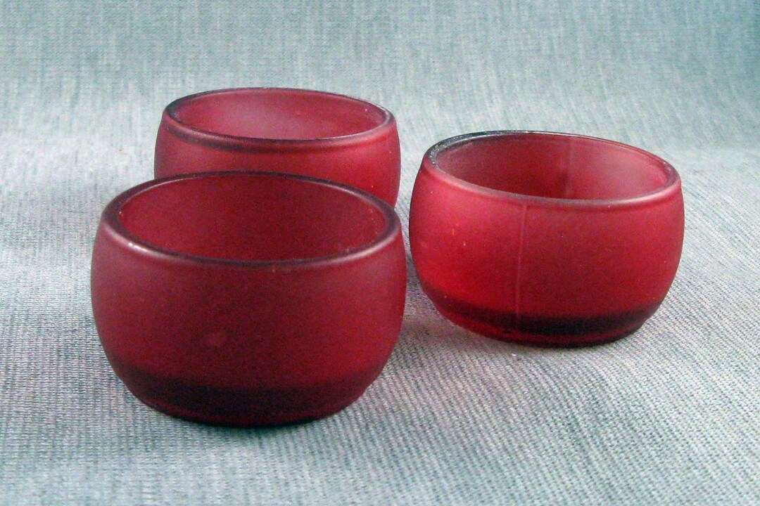 Red Glass Bowl Egg Stand Etsy