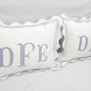 Gepersonaliseerd monogram 400 thread count witte katoensatijn hotelsteek geschulpte en dubbele rand borduurwerk kussenhoes/eurodoek