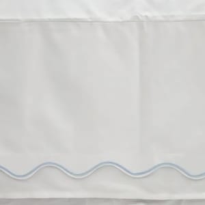 Scalloped embroidery Bed skirt - 400 Thread Count White Cotton Sateen Bed Skirt Three Sided Coverage with Platform