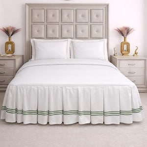 600 Thread Count  EGYPTIAN COTTON  Cotton Sateen Bed Skirt with Pleated Embroidery
