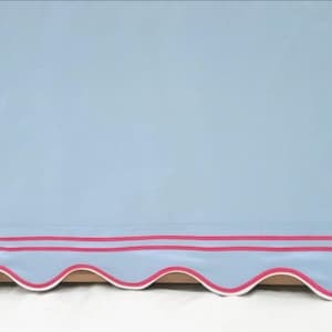 Light Blue 400 Thread Count Cotton Sateen Scalloped and Double Border embroidery Bed Skirt Three Sided Coverage with Platformrm