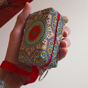 moroccan handmade moroccan  coin wallet Zellige Print Purse Handmade coin pouch moroccan Zippered Bag gift for her