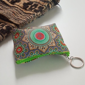 Moroccan Design Zipper Bag Wallet Artisan Made with Print moroccan Zellige  Purse  coin pouch accessory pouch  Purse moroccan handmade