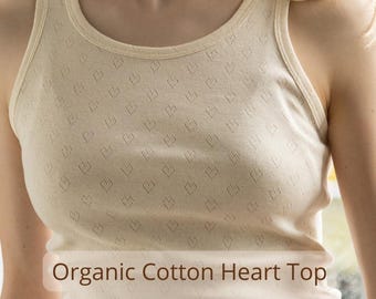 Débardeur en pointelle à motif coeurs en coton bio pour femme - Fait main en Suède