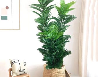 Palmera artificial grande, planta tropical falsa, hoja de palma, baniano de plástico para el hogar, jardín, tienda, decoración de fiestas, idea de regalo de plantas DIY