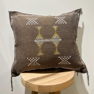 Vintage Cactus silk pillow, Moroccan Sabra cushion, handmade cactus silk pillow, Berber Sabra cushion, Pillow Throw