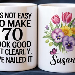 Custom Sentimental Gifts for Woman Turning 70 Year Old Coffee Mug Great Grandma Mug Birthday Gift Born in 1955 Mug Gift 70th Birthday Gif