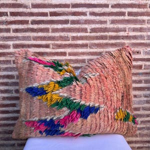 Vintage Moroccan Berber Pillow, colourful berber cushions, kilim pillow sofa pillow, Moroccan Pillow Cover, Made from old rugs Free shipping