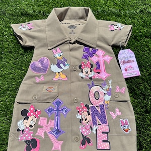 Custom Cartoon Birthday Dress: Personalized Handmade Dickies Outfit