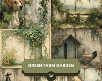 Green Farm Garden Junk Journal Kit: Printable Ephemera (Digital Download)