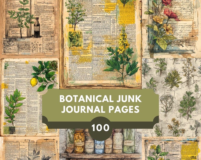 100 Botanical Junk Journal Pages - Vintage Ephemera Printable Kit ...