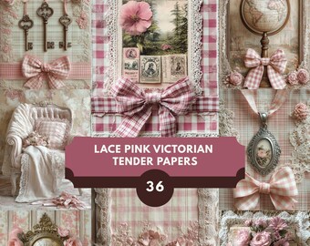 Pink Victorian Junk Journal Kit: Shabby Chic Ephemera (Digital Download, 36 Pages)