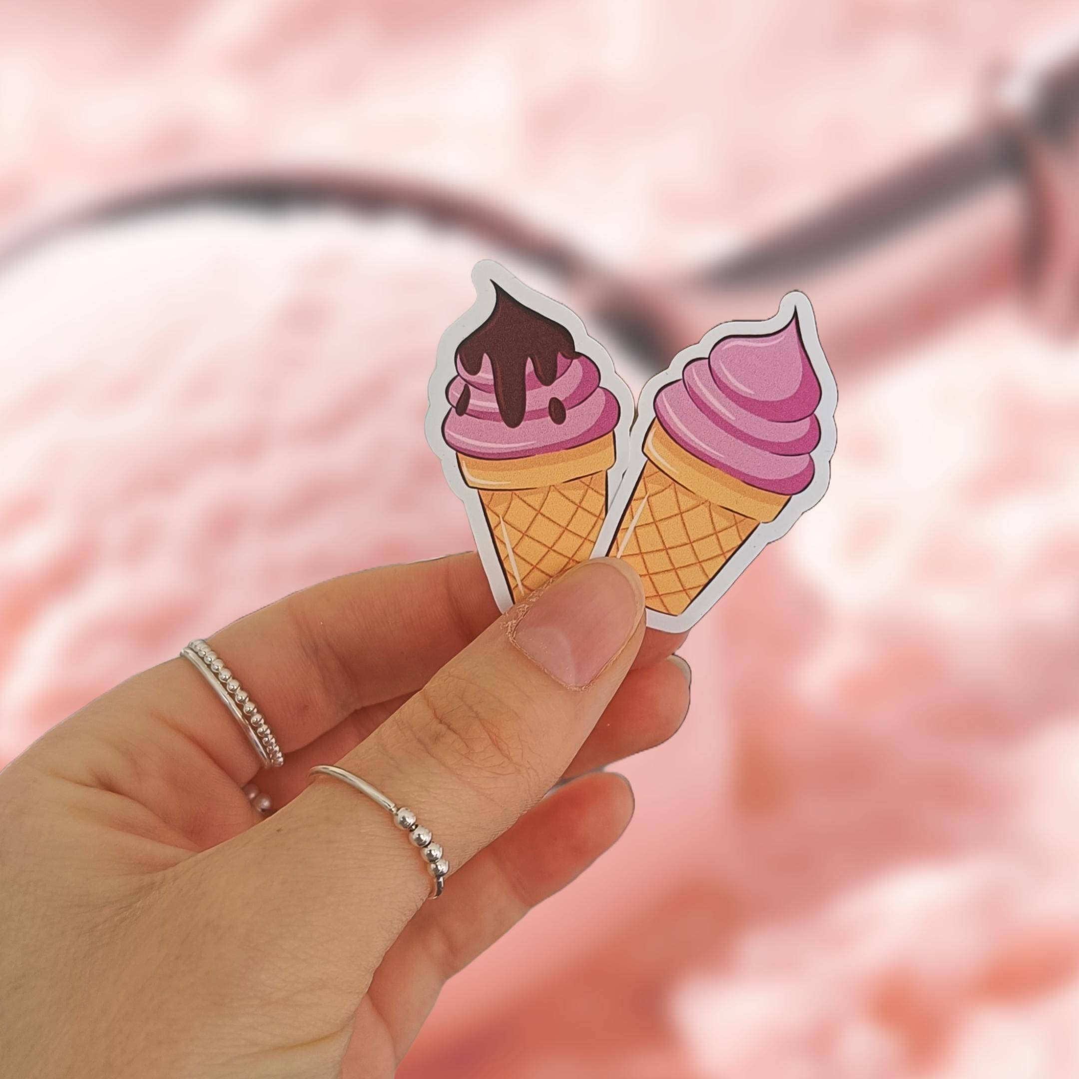 Eiswaffel-Aufkleber-Set Mit Flocke – Wetterfestes Vinyl, 30–60 Cm, Für Eiswagen & Cafés