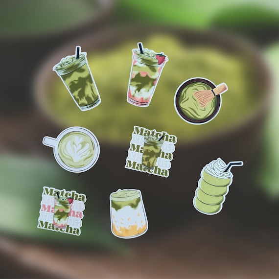 Iced Matcha Latte Sticker / Süße Matcha Aufkleber Set
