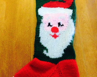 Personalized Knitted Christmas Stocking: Angora Santa, Silver Bell