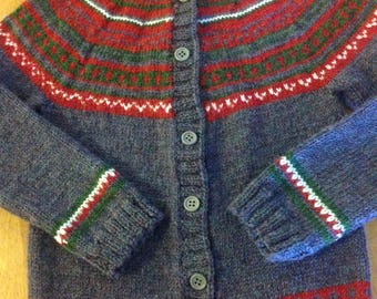 Fair Isle Sweater, Sweater Size 5, Fair Isle Cardigan Sweater Size 6 , Icelandic Sweater, Fair Isle Sweater Size 10, Child Knit Cardigan