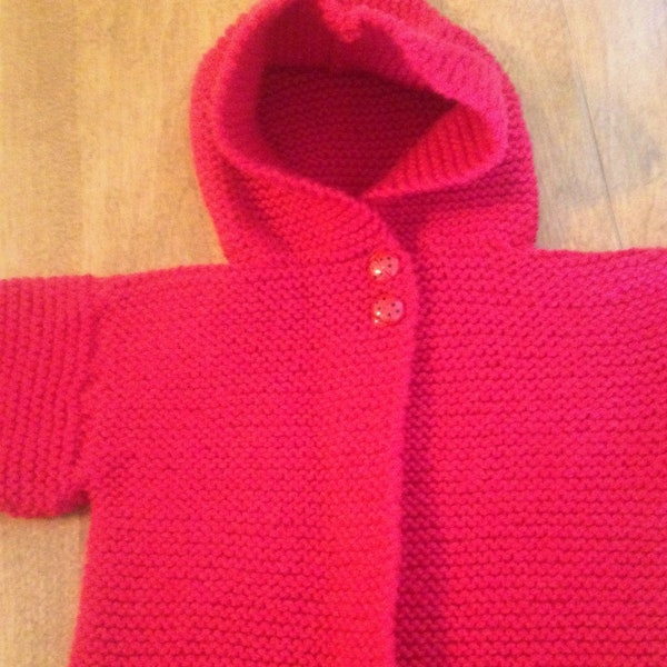 Baby  Sweater, Sweater Size 6 Month, Red Sweater Size 12 Month, Hooded Sweater Size 24 Month, Hooded Sweater, Baby Hooded Sweater