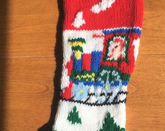 Train Christmas Stocking, Vintage Stocking, Train Stocking, Toy Train Stocking, Toy Train Christmas Stocking