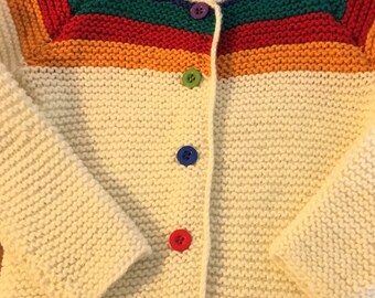 Baby Rainbow Sweater, Toddler Sweater, Rainbow Sweater, Child Wool Sweater, Child Rainbow Sweater, Wool Sweater, Child Beige Sweater