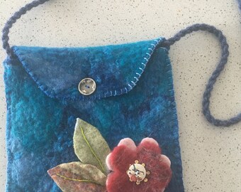 Felted Purse, Blue Felted Purse, Read To Ship Purse, Child Blue Purse. Flower Purse, Butterfly Purse, Hand Felted Purse, Coin Purse