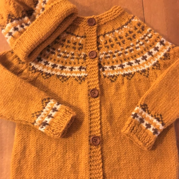 Fair Isle Sweater, Child Sweater Size 2, Girl Sweater Size 4, Cardigan Sweater, Fair Isle Sweater, Gold Sweater, Toddler Fair Isle Sweater