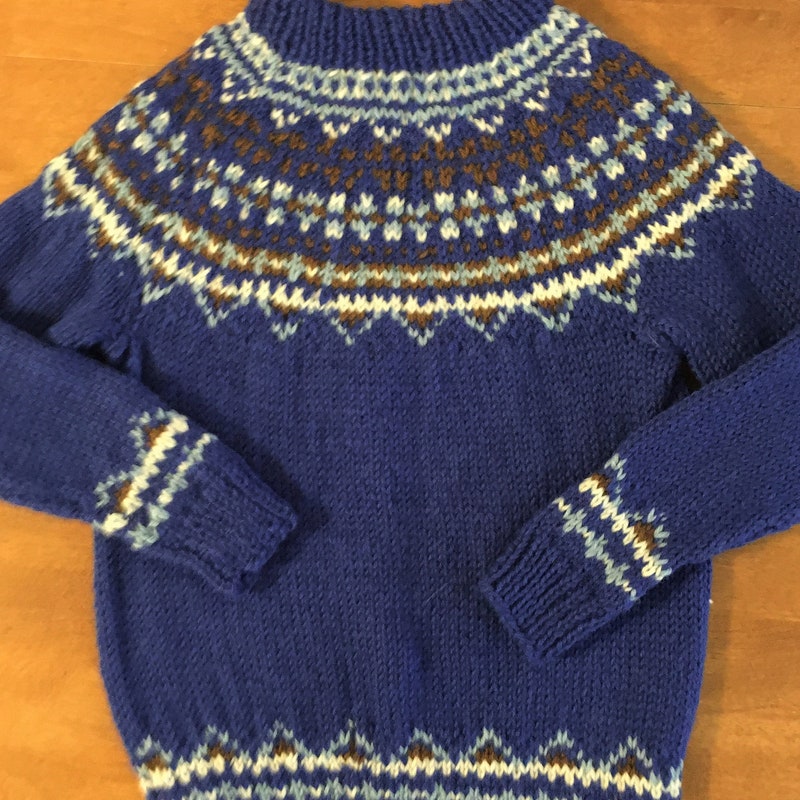 Ice Blue Bunny & Elephant Fair Isle Sweater