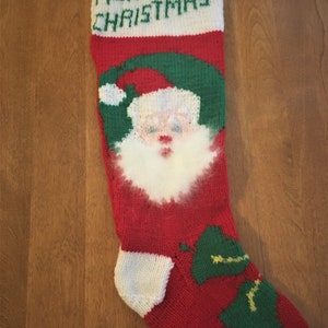 Santa Clause Christmas Stocking, Vintage Santa Stocking, Santa Stocking Angora Face, Personalized Christmas Stocking