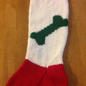 Knit Personalized Pet Christmas Stocking: Paw Print & Dog Bone