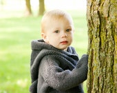 Baby Hooded Jacket, Child Coat, Toddler Wool Jacket, Jacket Size 3 Mth,  Child Duffle Coat Size 12 Mth, Hooded Coat, Gray Hooded Jacket
