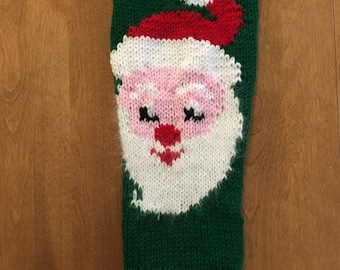 Santa Clause Christmas Stocking, Santa With Angora Beard, Personalized Stocking, Vintage Stocking, Santa Face Stocking