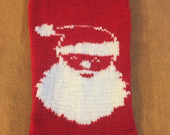 Santa Clause Stocking, Vintage Stocking, Santa Face Stocking, Personalized Stocking, Red And White Stocking