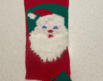 Personalized Christmas Stocking: Knitted Santa with Angora Beard