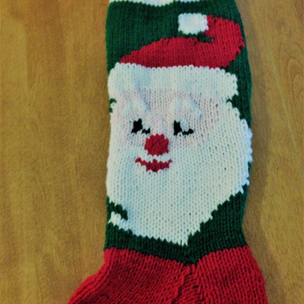 Santa Clause Christmas Stocking, Christmas Stocking, Knit Christmas Stocking, Personalized Christmas Stocking