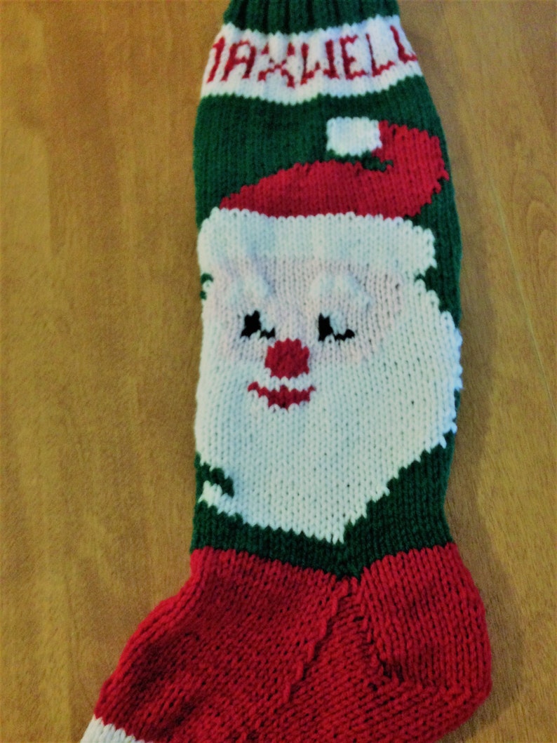 Santa Clause Christmas Stocking, Christmas Stocking, Knit Christmas Stocking, Personalized Christmas Stocking image 1