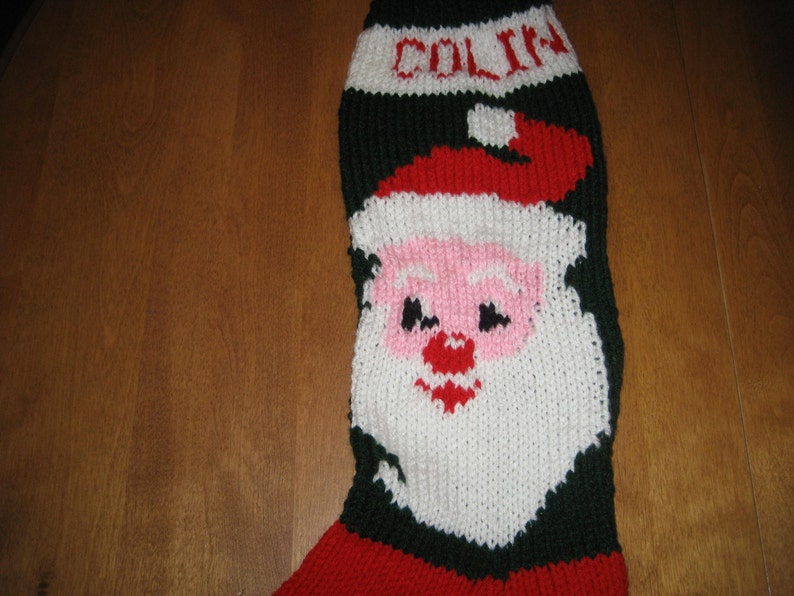 Santa Clause Christmas Stocking, Christmas Stocking, Knit Christmas Stocking, Personalized Christmas Stocking image 3