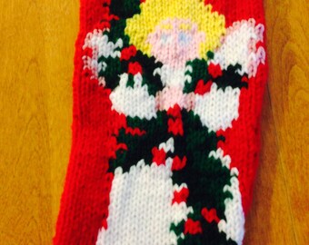 Christmas 2023, Angel Christmas Stocking, Personalized Angel Knit Stocking, Christmas Stocking Angel