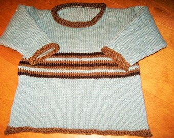 Child Pullover Sweater, Rolled Neck Sweater, Sweater Size 2, Striped Sweater, Sweater Ready To Ship, Blue Sweater, Pullover Size 2