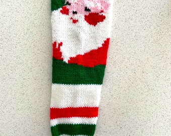 Santa Clause Christmas Stocking, Santa With Angora Beard, Personalized Stocking, Vintage Stocking, Santa Face Stocking