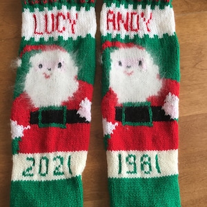 Bas de Noël tricotés personnalisés avec barbe angora