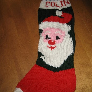 Santa Clause Christmas Stocking, Christmas Stocking, Knit Christmas Stocking, Personalized Christmas Stocking image 2