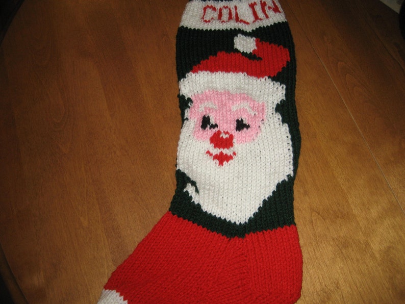 Santa Clause Christmas Stocking, Christmas Stocking, Knit Christmas Stocking, Personalized Christmas Stocking image 2