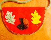 Wool Felted Purses For Children/ Red/Leaves/Zipper/Girl/Easter/Free Shipping With Purchase Of Another Item/Ready To Ship