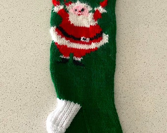 Santa Clause Christmas Stocking, Santa With Angora Beard, Full Santa Stocking, Vintage Stocking, Personalized Stocking