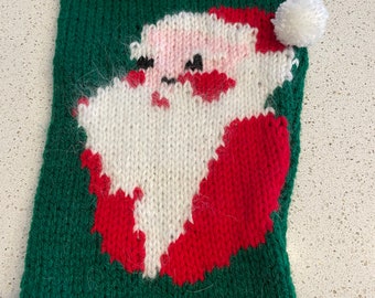 Santa Clause Christmas Stocking, Santa With Angora Beard, Personalized Stocking, Vintage Stocking, Santa Face Stocking