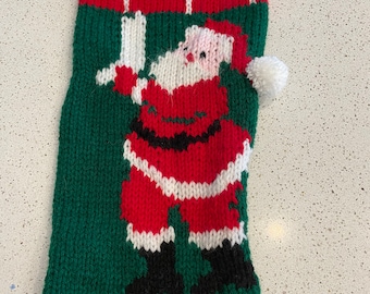 Personalized Santa Christmas Stocking: Angora Beard, Yarn Hanger