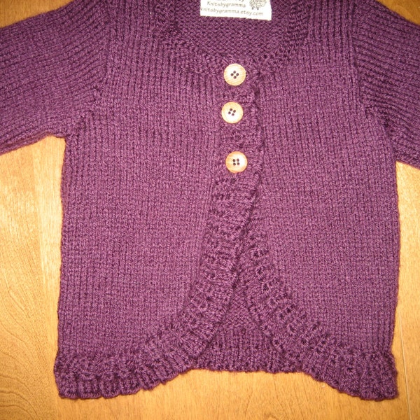 Baby Sweater, Sweater Size 6 Month, Toddler Sweater Size 2, Child Sweater Size 4, Girl Sweater Size 6, Wool Sweater, Purple Sweater